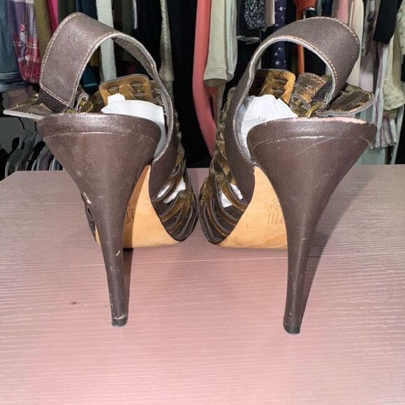 Pelle Moda Leather Heels Platform Caged Sandals Size 10 - Picture 6 of 6